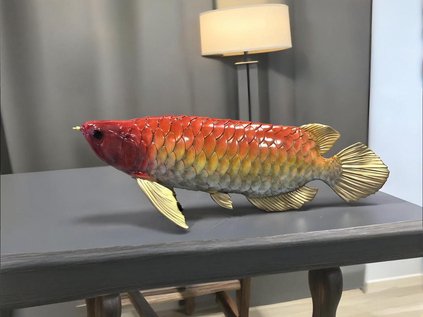 Golden Arowana Copper Ornament --Luxury gift & home decoration Godforwarder