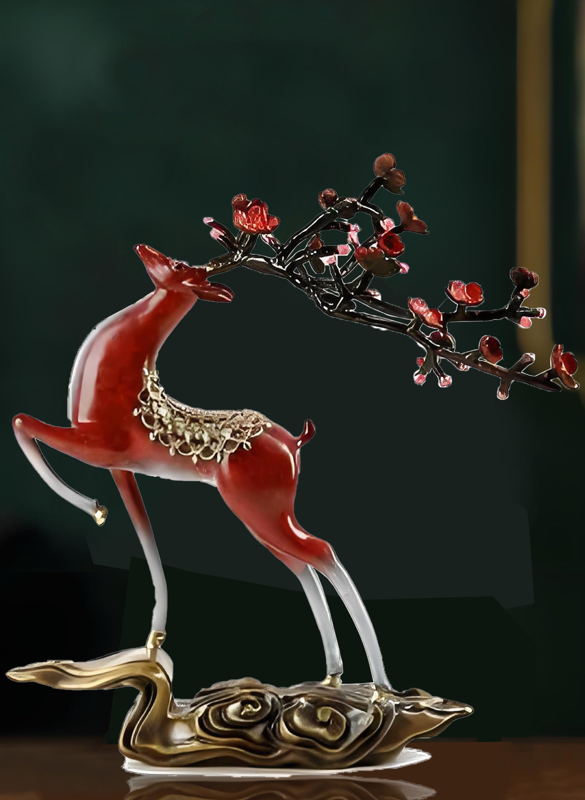 Plum Bossom Deer Copper Ornament --Luxury gift & home decoration Godforwarder