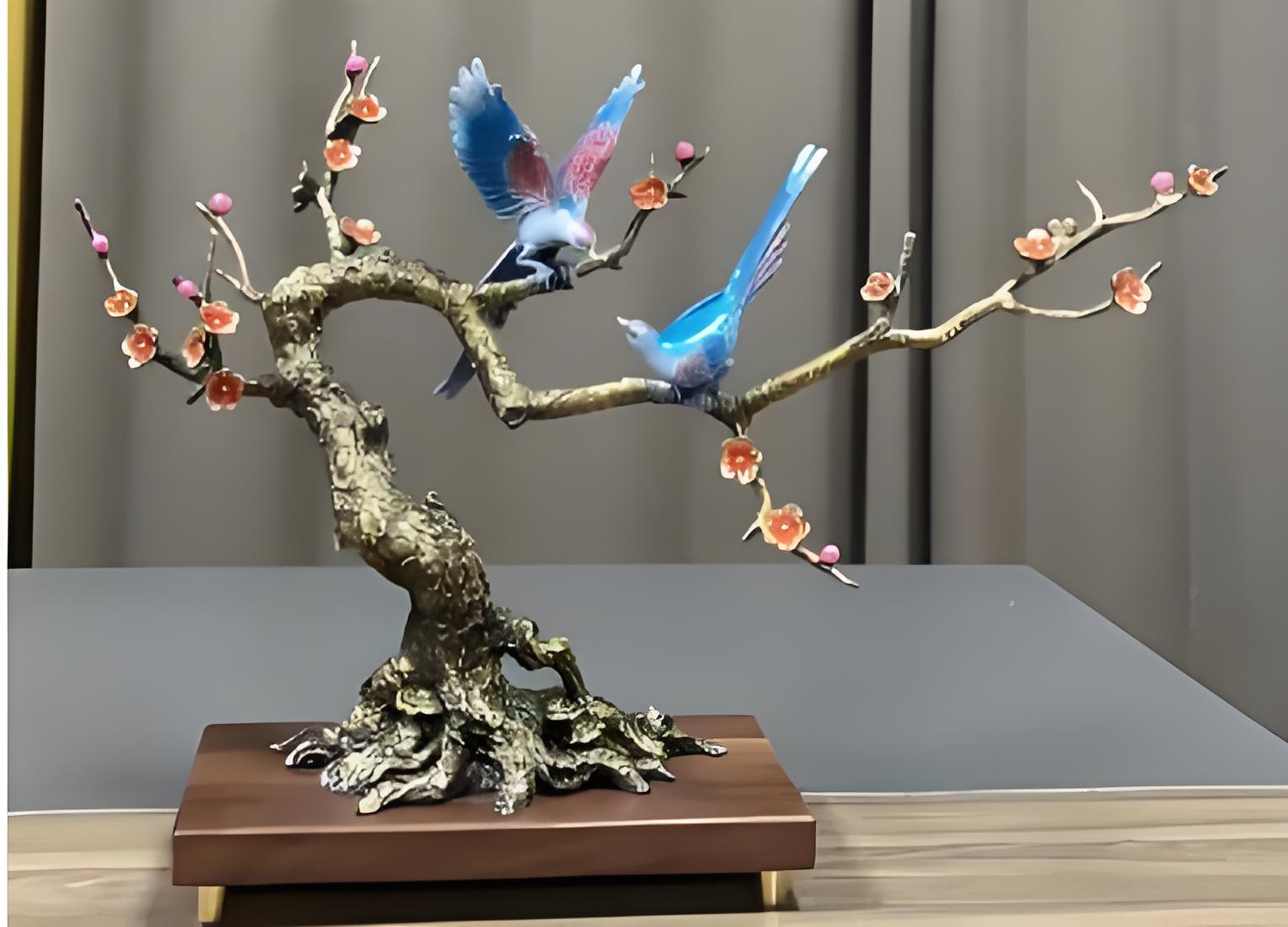 Bird Bonsai in Spring Copper Ornament --Luxury gift & home decoration Godforwarder