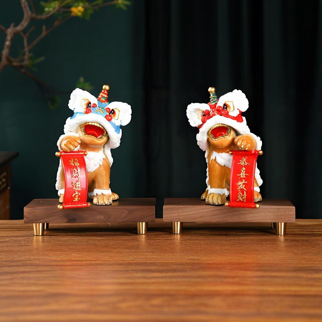 Lion Dance Copper Ornament（one pair） --Luxury gift & home decoration Godforwarder