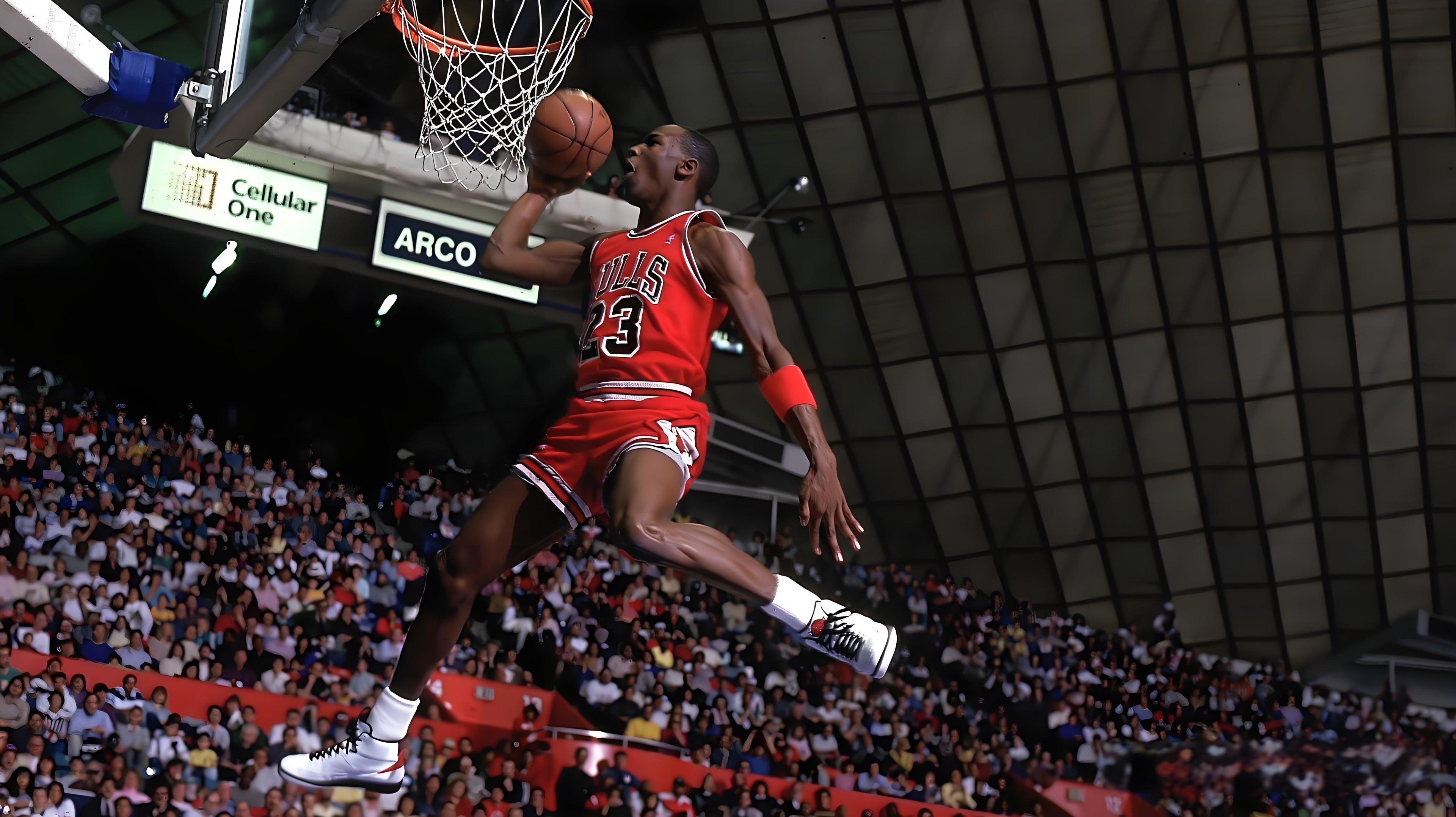 Michael Jordan is shooting