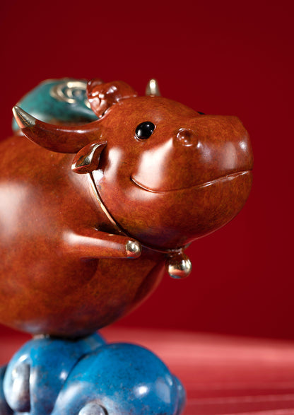 Flying Cow Brings Blessings Copper Ornament for Luxury Gifts & Home Decor