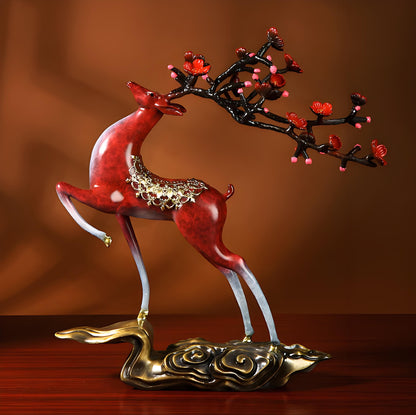 Flower Corner Red Deer Copper Ornament --Luxury gift & home decoration