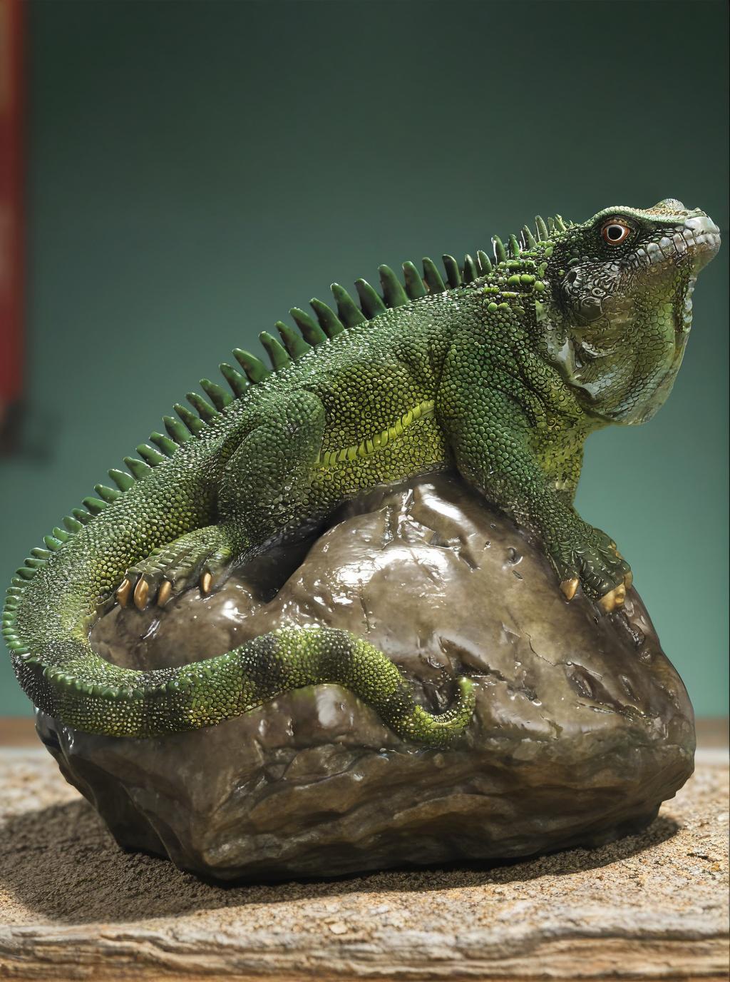 Striped green lizard Copper Christmas Ornament --Luxury gift & home decoration Godforwarder