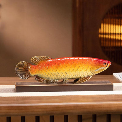 Golden Arowana Copper Ornament --Luxury gift & home decoration