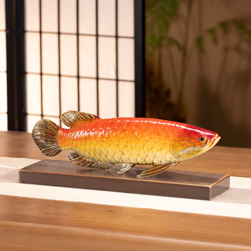 Golden Arowana Copper Ornament --Luxury gift & home decoration