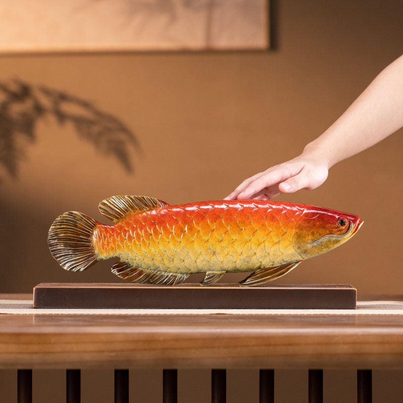 Golden Arowana Copper Ornament --Luxury gift & home decoration